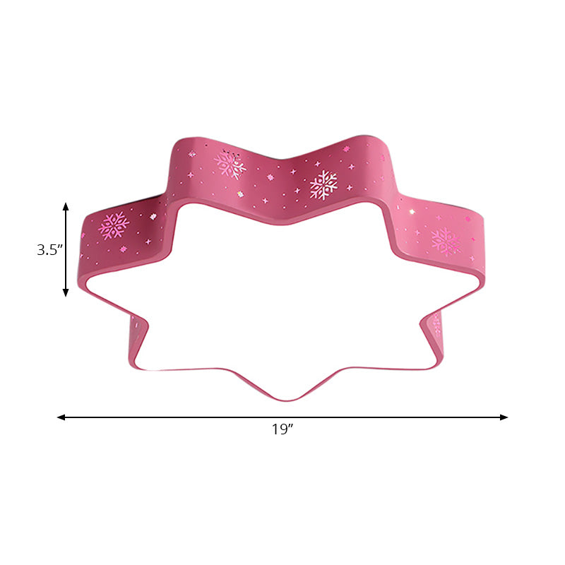 15/19/23 Macaron Star Ceiling Mounted Led Flush Light In Pink/Blue For Kids Bedroom - Warm/White/2