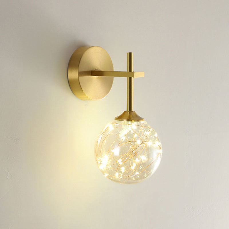 Modern Led Gold Wall Sconce With Geometric Glass Shade