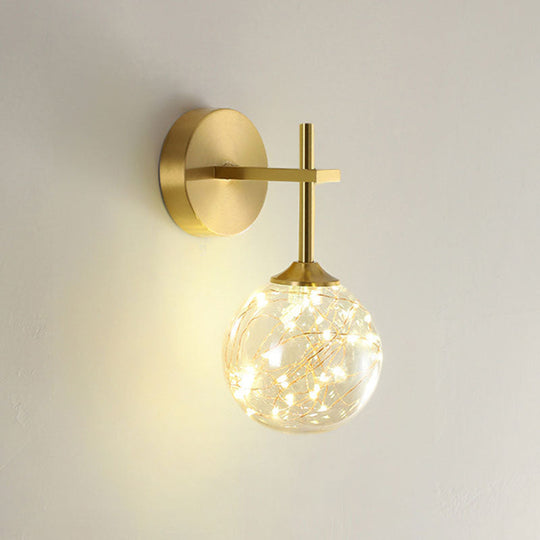 Modern Led Gold Wall Sconce With Geometric Glass Shade