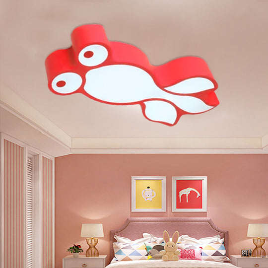 Adorable Little Goldfish Ceiling Light: Acrylic Led Flush Mount For Kids Bedrooms Red / White