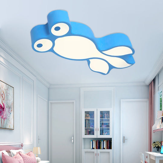 Adorable Little Goldfish Ceiling Light: Acrylic Led Flush Mount For Kids’ Bedrooms Blue / White