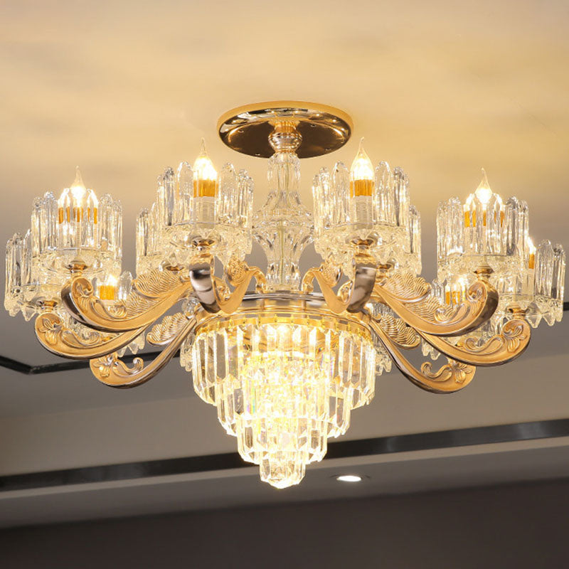 Gold Clear Crystal Drum Bedroom Chandelier: Modern Suspension Lighting Fixture 10 /