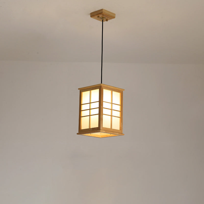 Contemporary Wooden Led Dining Room Pendant Light Fixture - Rectangle Shaped