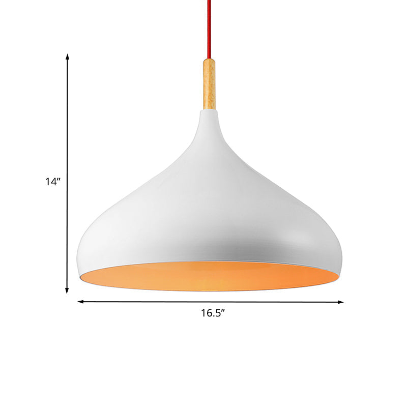 Dome Metallic Pendant Ceiling Lamp - Elegant 1 Head Hanging Light For Dining Room 12.5 Or 16.5 Width
