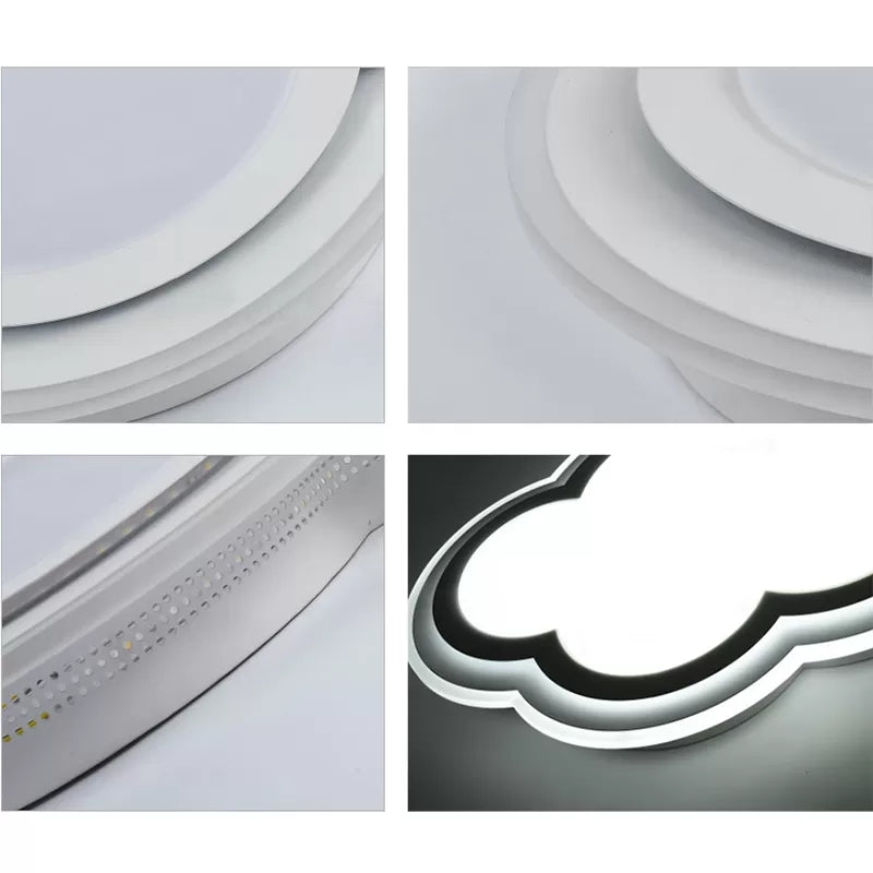 White Acrylic Cloud Ceiling Flush Mount Light With Simple Teen Style