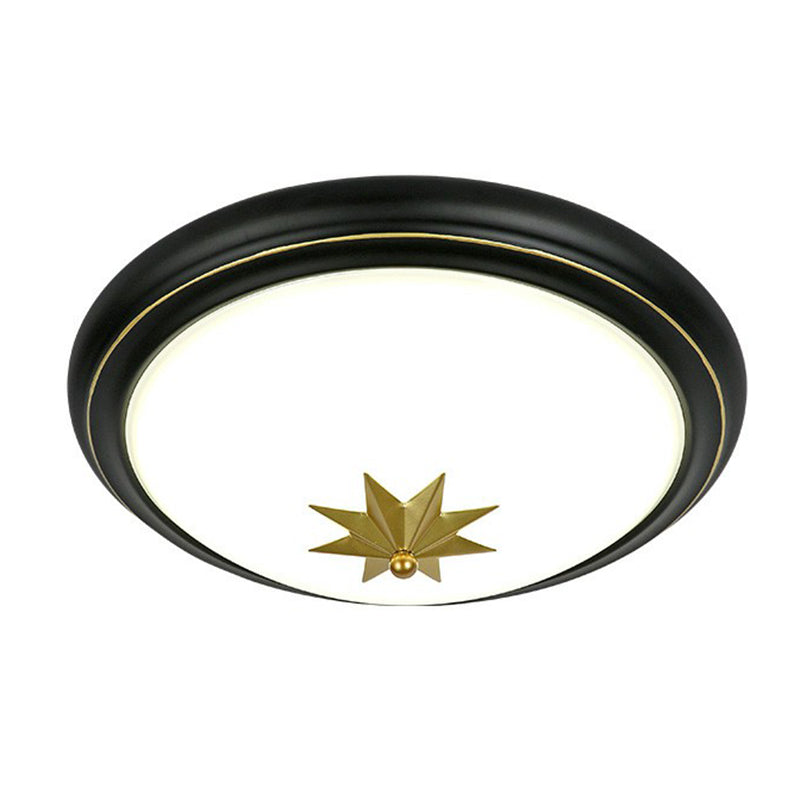 Retro Bowl Led Flush Mount Ceiling Light With Opal Glass - Ideal For Corridor Lighting