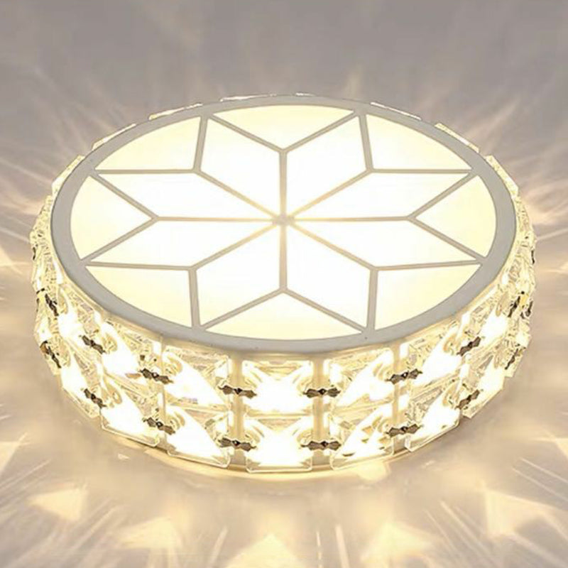 Modern Round Led Crystal Flush Ceiling Light Fixture For Corridors