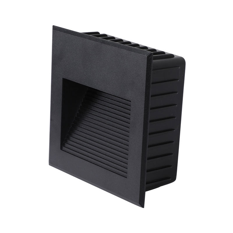 Minimalistic Black Aluminum Led Footlight For Stairway - Quadrilateral Recessed Wall Light / Large