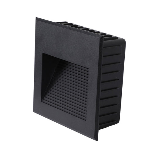 Minimalistic Black Aluminum Led Footlight For Stairway - Quadrilateral Recessed Wall Light / Large