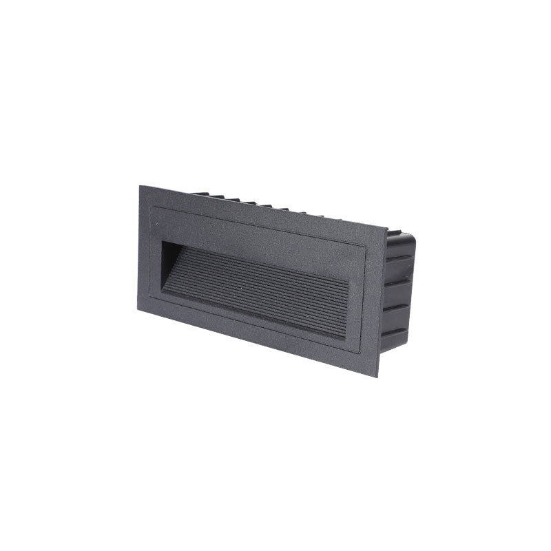 Minimalistic Black Aluminum Led Footlight For Stairway - Quadrilateral Recessed Wall Light / Large