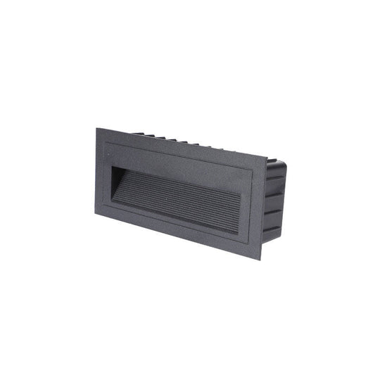 Minimalistic Black Aluminum Led Footlight For Stairway - Quadrilateral Recessed Wall Light / Large