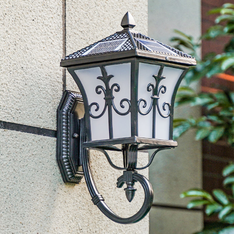 Traditional Led Solar Wall Light - Flared Square Acrylic Design Black / 10