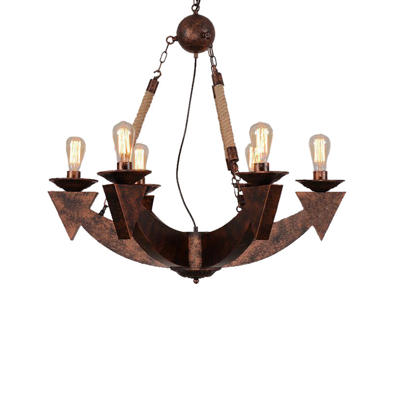Industrial Dining Room Chandelier Pendant Light - 6-Light Ceiling Lamp In Weathered Copper