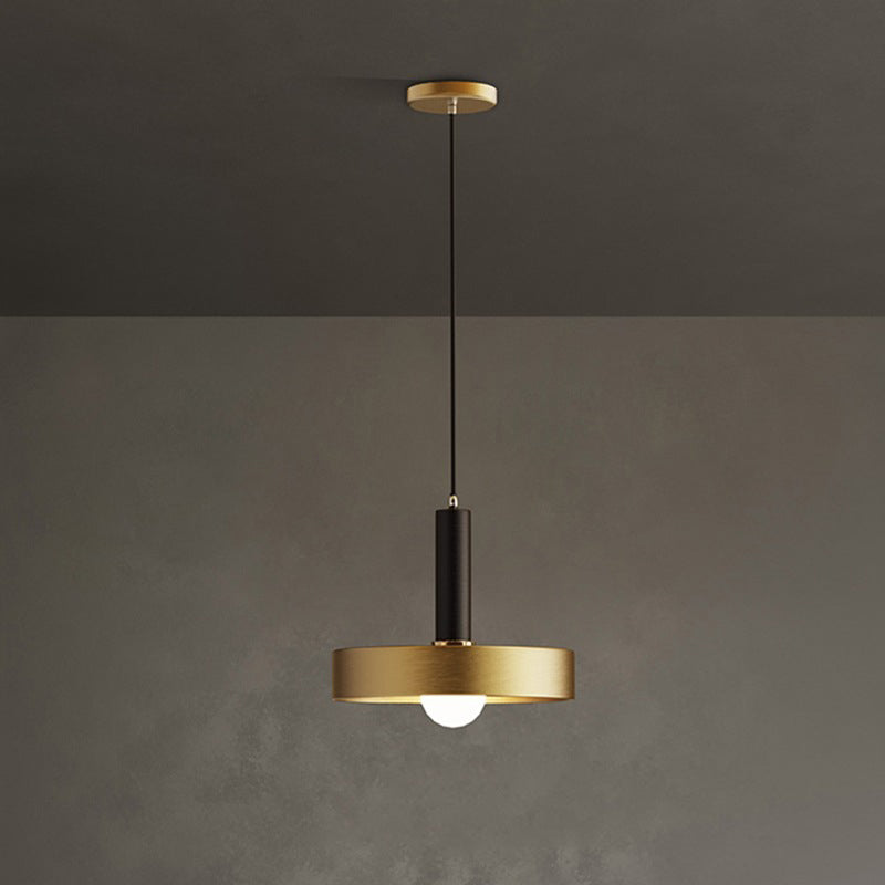 Modern Gold Pendant Light Fixture For Dining Room With Metallic Lid Shape