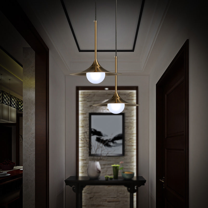 Modern Gold Geometric Ceiling Pendant Light - Single Metallic Hanging Lamp