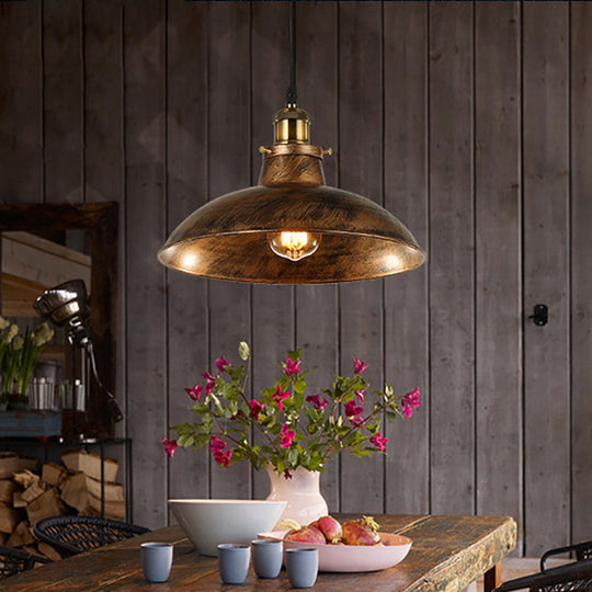 Wrought Iron Dome Industrial Ceiling Fixture Pendant Lighting - 12’/14’ Diameter 1 Light