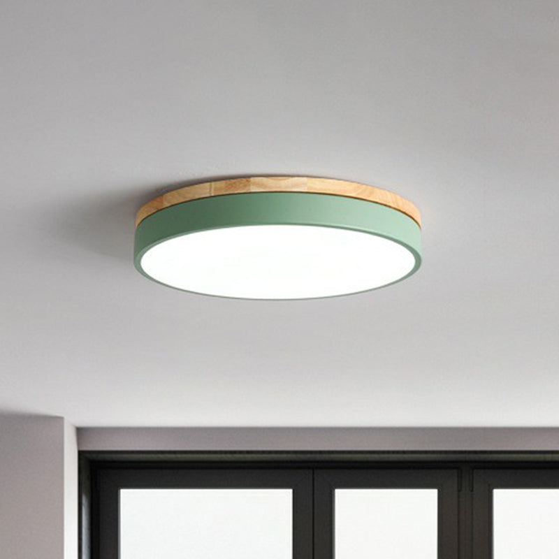 Sleek Led Circle Flush Mount Bedroom Lighting With Acrylic Shade Green / 12