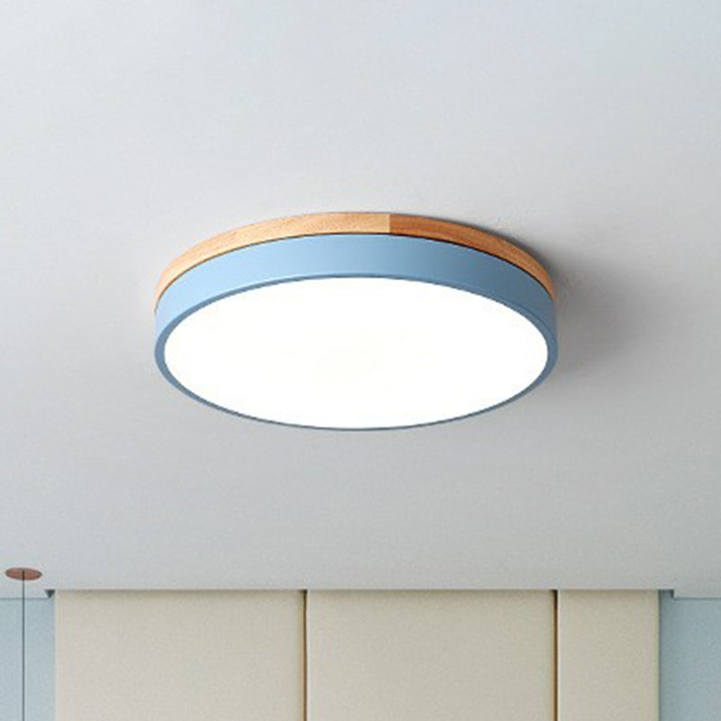 Sleek Led Circle Flush Mount Bedroom Lighting With Acrylic Shade Blue / 12