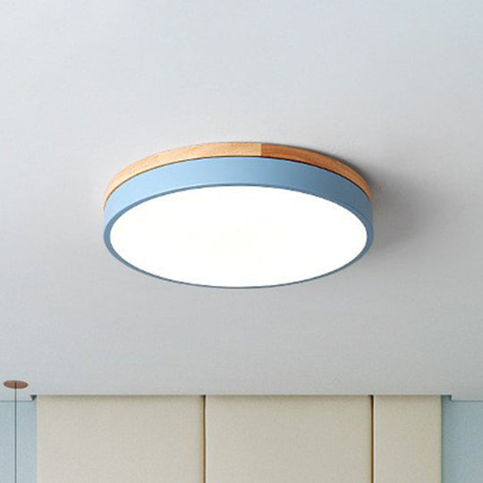 Sleek Led Circle Flush Mount Bedroom Lighting With Acrylic Shade Blue / 12