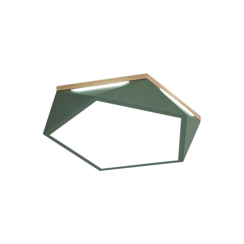 Pentagon Led Flush Mount Lamp In Acrylic White/Blue/Green - 12.5’/16.5’/20.5’ Wide