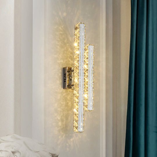 Modern Stainless-Steel Led Wall Mount Light With K9 Crystal Accent - Perfect For Living Room