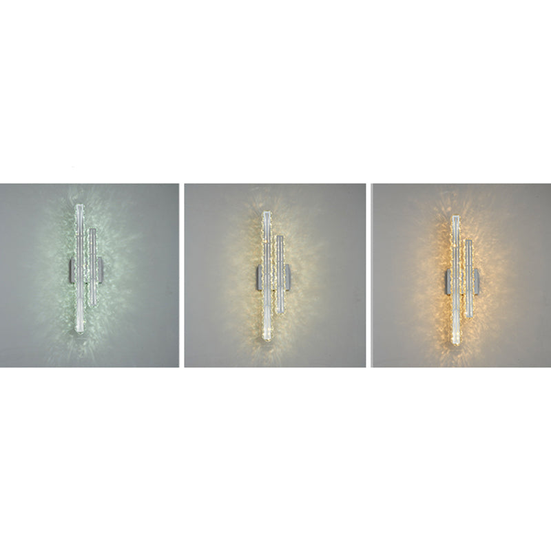 Modern Stainless-Steel Led Wall Mount Light With K9 Crystal Accent - Perfect For Living Room