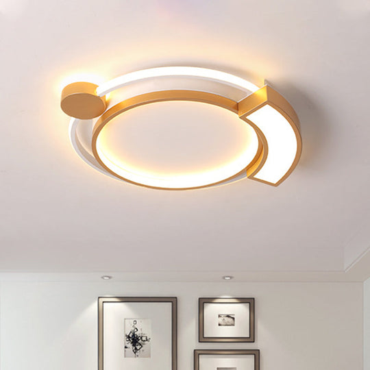 16/19.5 Modern Orbit Acrylic Led Flush Ceiling Light Black/Gold Finish White Gold / 19.5