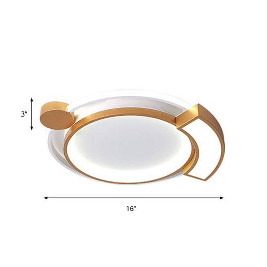 16/19.5 Modern Orbit Acrylic Led Flush Ceiling Light Black/Gold Finish White