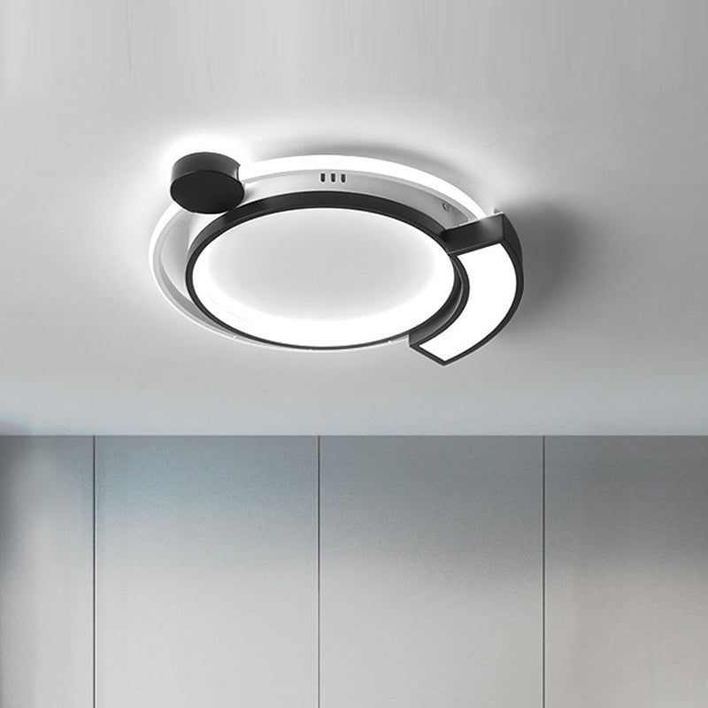 16/19.5 Modern Orbit Acrylic Led Flush Ceiling Light Black/Gold Finish White Black / 16