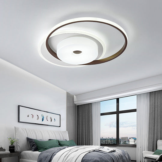 16/19.5 Modern Led Flush Ceiling Light - White Acrylic Bedroom Fixture
