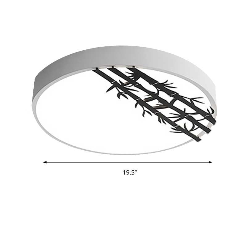 16’/19.5’ Led Flush Mount Ceiling Light Fixture Modern Iron Round Design With Bamboo Pattern
