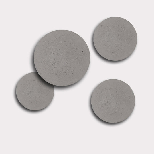 Minimalistic Cement Grey Led Wall Sconce Light For Bedside - Flat Round Mount