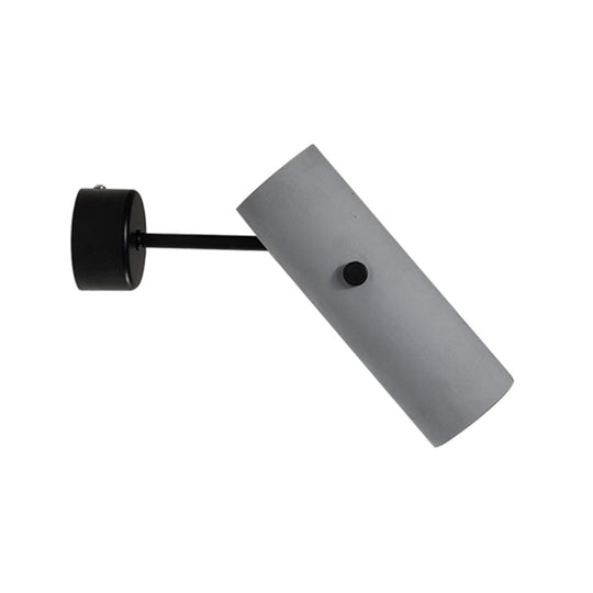 Nordic Style Grey Rotatable Wall Mounted Spotlight With Single-Bulb For Cement Cylinder Lighting
