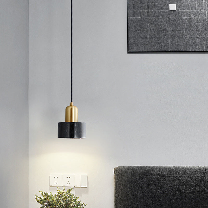 Marble Pendant Light - Round Shade Simple Suspension Fixture For Dining Room Lighting 1 / Black