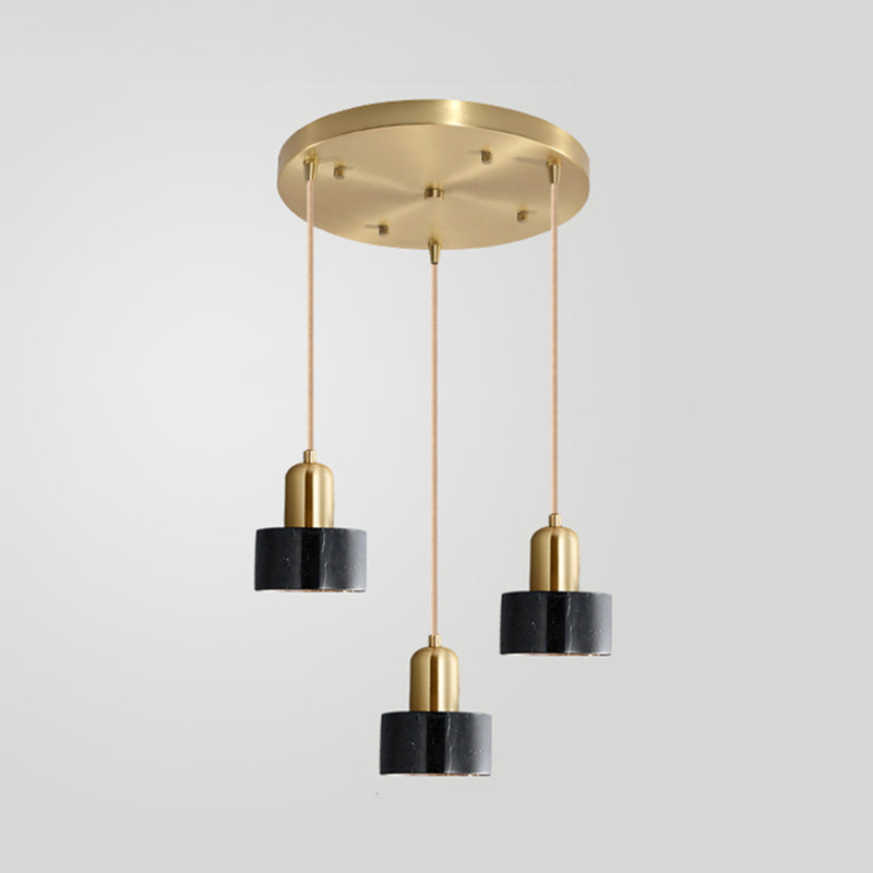 Marble Pendant Light - Round Shade Simple Suspension Fixture For Dining Room Lighting 3 / Black