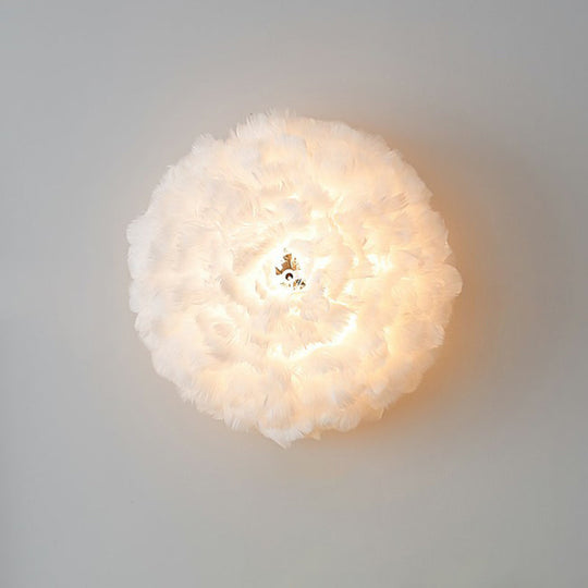 Feather Wall Sconce: Stylish And Simplistic Single-Bulb Light For Girls Bedroom