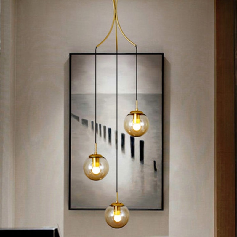 Gold Globe Staircase Multi Ceiling Lamp With Frost Glass And Contemporary Style 3 /