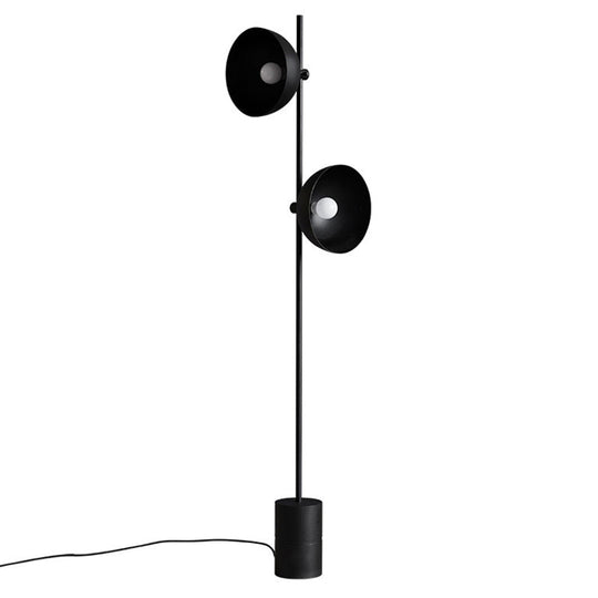 Marble Led Floor Light With Funnel Shade For Modern Living Rooms