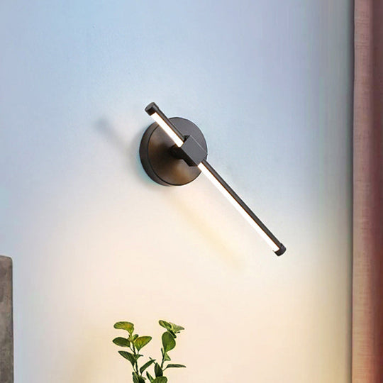 Rotatable Led Wall Sconce With Acrylic Bar - Black/White Warm/White Light Black / White