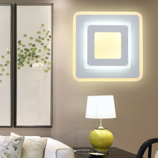 Minimal Acrylic Led Wall Sconce Light - Round/Square Energy-Saving White/Warm Lighting White / Warm