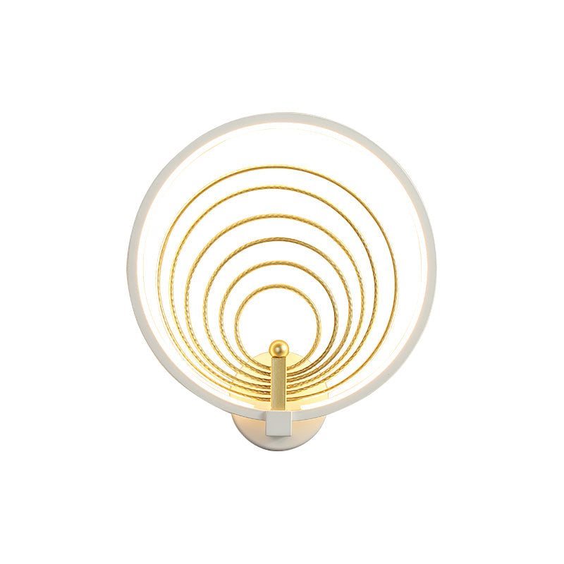 Modern Led Bedroom Sconce Light - Black/White Bedside Wall Fixture With Halo-Ring Shade