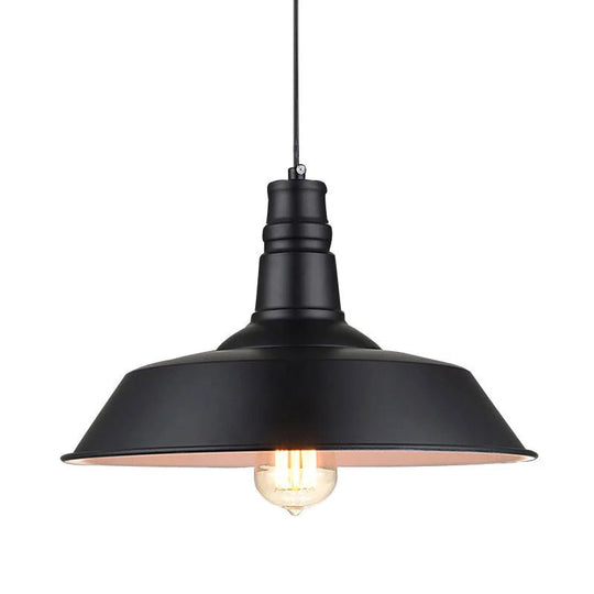 Simplicity 1-Bulb Metallic Hanging Pendant Light For Restaurants With Pot Cover Design Black Outer &