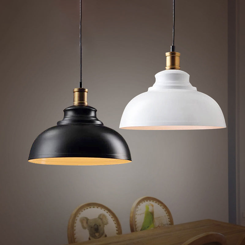 Industrial Dome Pendant Light For Restaurants Iron Shade Single Ceiling Mount