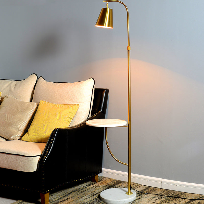 Nordic-Style Metal Bell Floor Lamp With Marble Base - Ideal For Living Room Lighting