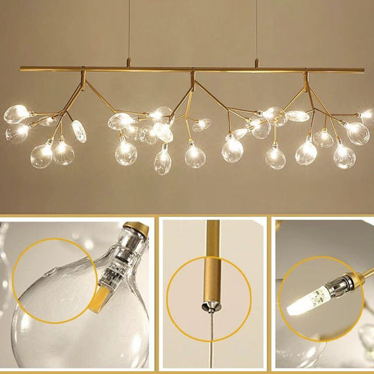 Nordic Style Clear Glass Led Dining Room Pendant Light - Firefly Island Branch Design Lighting