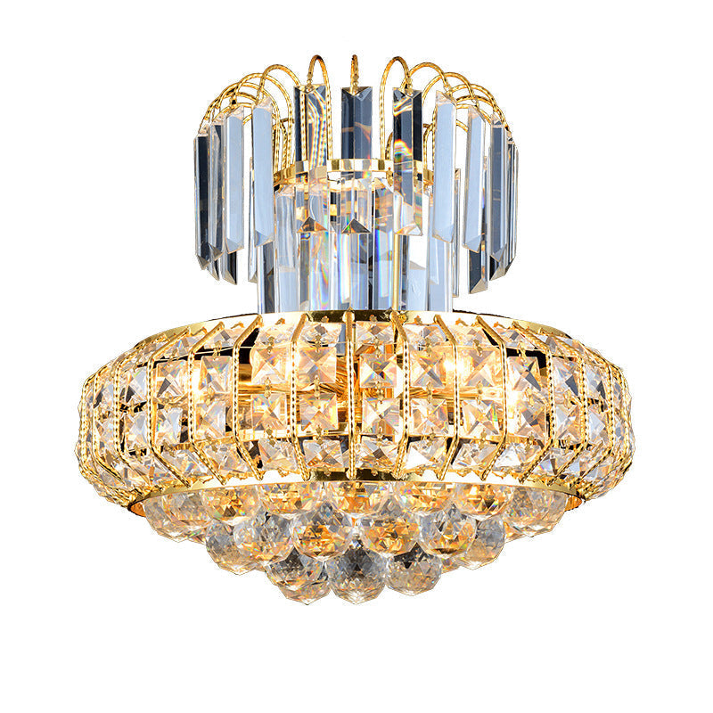 Modern Mushroom Chandelier With Faceted Crystals - 6 Lights Gold Finish Perfect For Lobby Bar