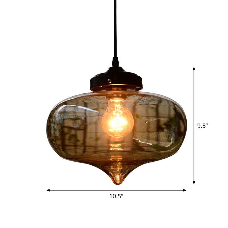 Modern Blown Glass Pendant Light For Restaurants - Single Bulb Fixture With Simple Shades