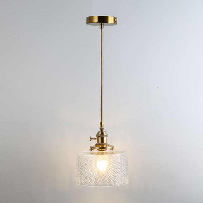 Retro Style Glass Pendant Ceiling Light - Gold Shaded Suspension Lighting For Restaurants / L