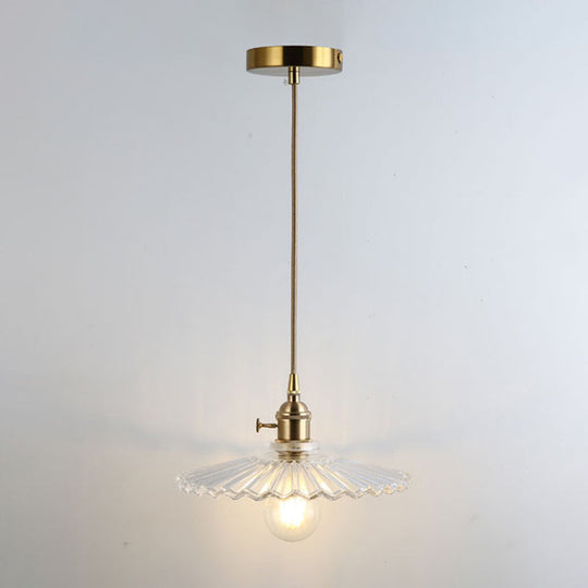 Retro Style Glass Pendant Ceiling Light - Gold Shaded Suspension Lighting For Restaurants / N