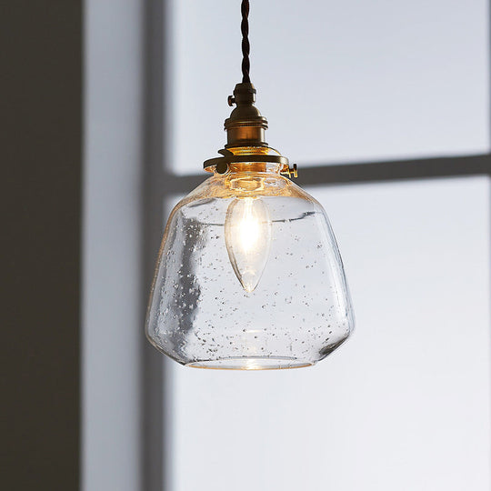 Sleek Bubbled Glass Pendant Light With Tapered Design - Perfect For Restaurants 1-Bulb Fixture